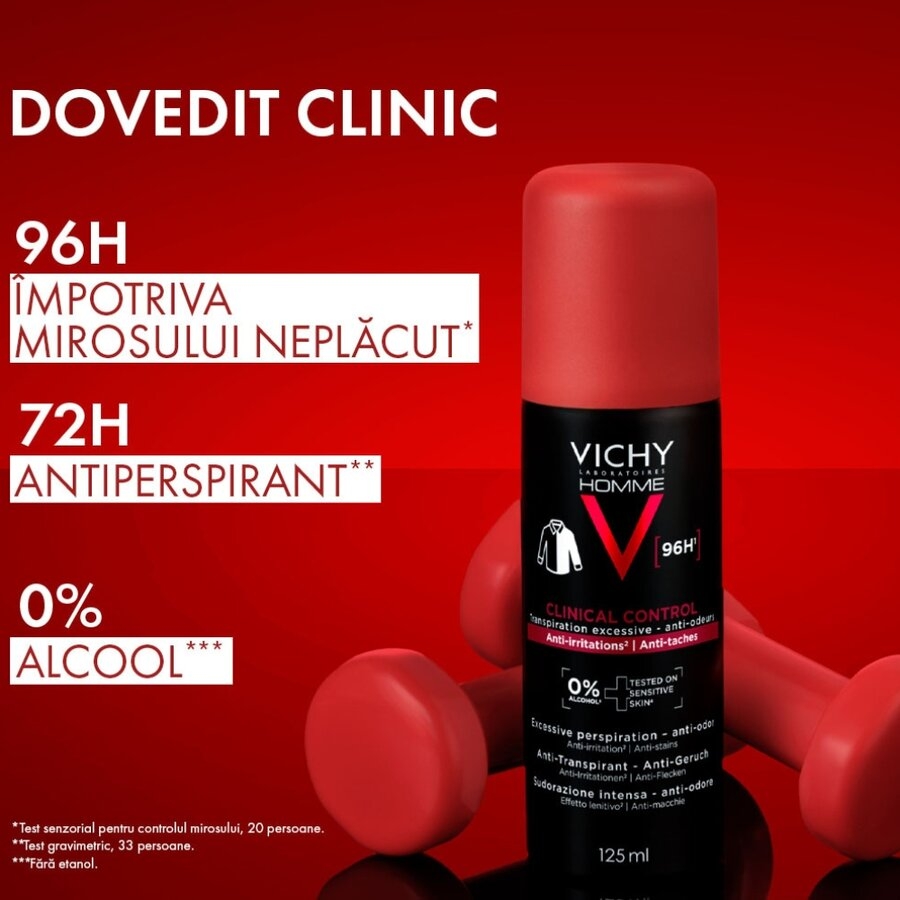 Spray antiperspirant Homme Clinical Control 96h, 125 ml, Vichy