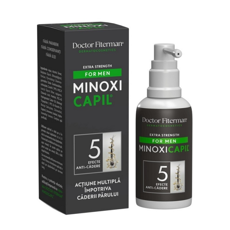 Spray impotriva caderii parului pentru barbati Minoxicapil Men, 60 ml, Doctor Fiterman Spray impotriva caderii parului pentru barbati Minoxicapil Men, 60 ml, Doctor Fiterman