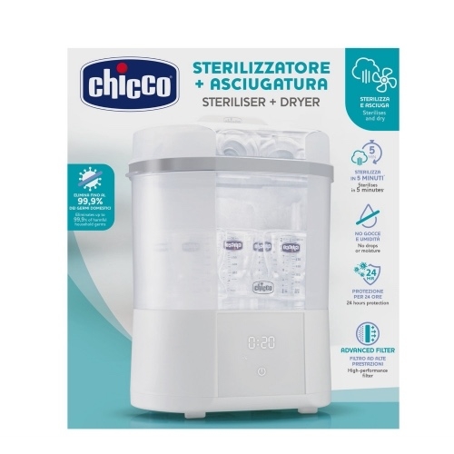 Sterilizator electric digital cu uscator pentru biberoane si accesorii mici +0 luni, Chicco Sterilizator electric digital cu uscator pentru biberoane si accesorii mici +0 luni, Chicco