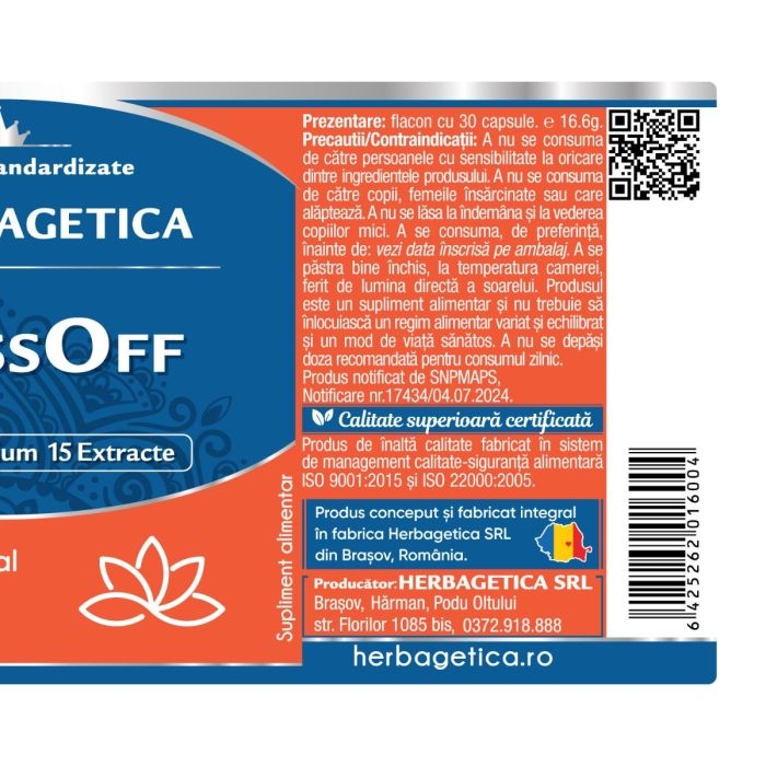Stress Off, 30 capsule, Herbagetica Stress Off, 30 capsule, Herbagetica