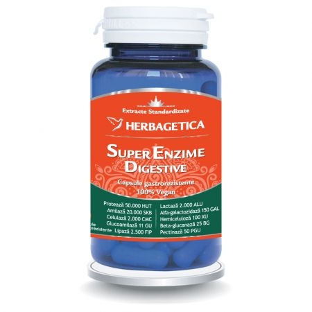 Super Enzime Digestive, 10 capsule, Herbagetica Super Enzime Digestive, 10 capsule, Herbagetica