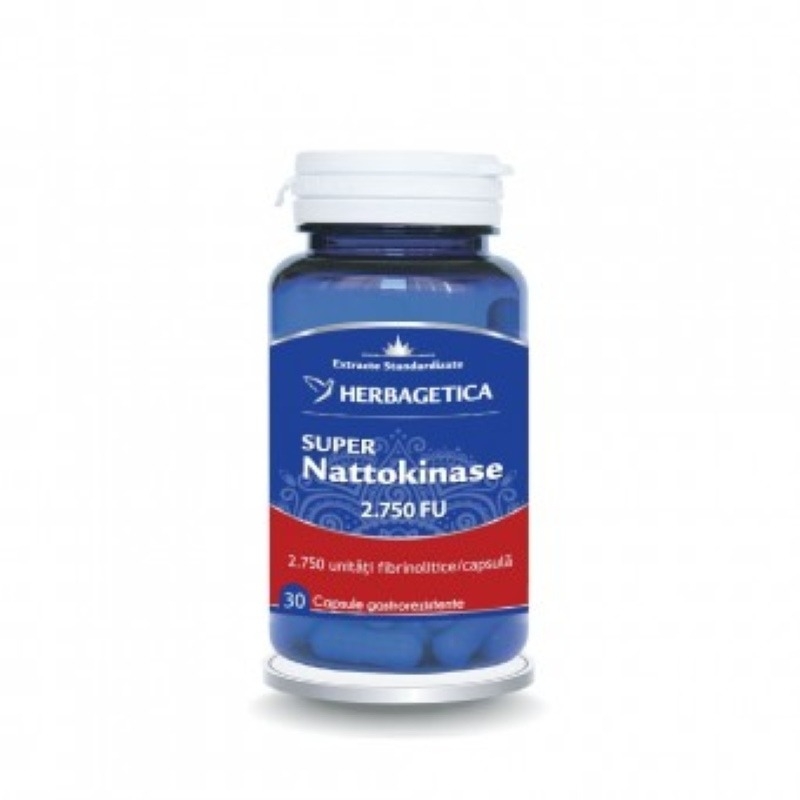 Super Nattokinase, 2750 FU, 30 capsule, Herbagetica Super Nattokinase, 2750 FU, 30 capsule, Herbagetica
