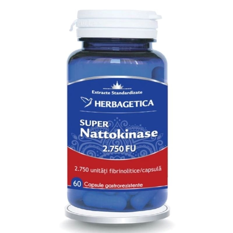 Super Nattokinase, 2750 FU, 60 capsule, Herbagetica Super Nattokinase, 2750 FU, 60 capsule, Herbagetica