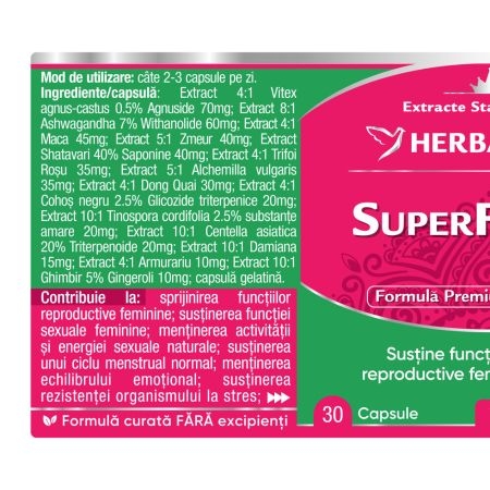 Superfecund femei, 30 capsule, Herbagetica Superfecund femei, 30 capsule, Herbagetica