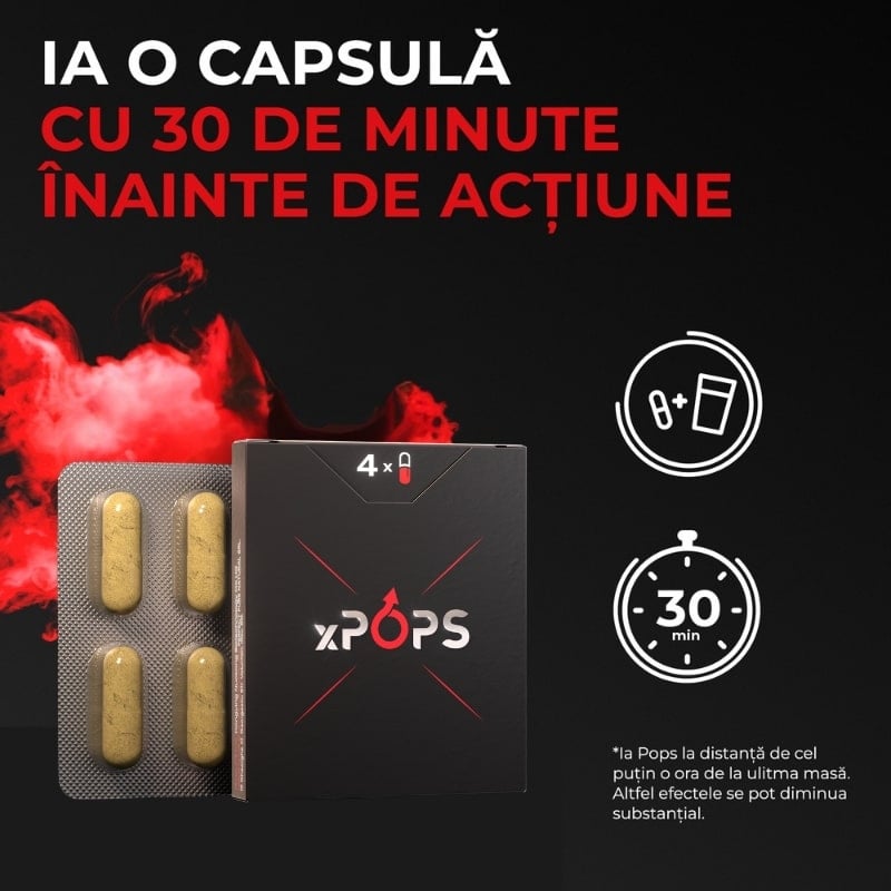 Supliment alimentar pentru potenta, 4 capsule, Pops Supliment alimentar pentru potenta, 4 capsule, Pops