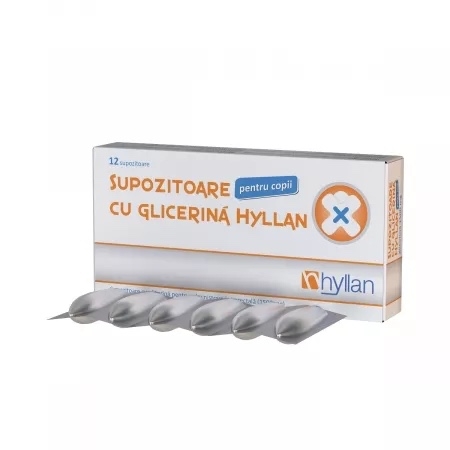 Supozitoare cu glicerina pentru copii, 1500 mg, 12 bucati, Hyllan Supozitoare cu glicerina pentru copii, 1500 mg, 12 bucati, Hyllan