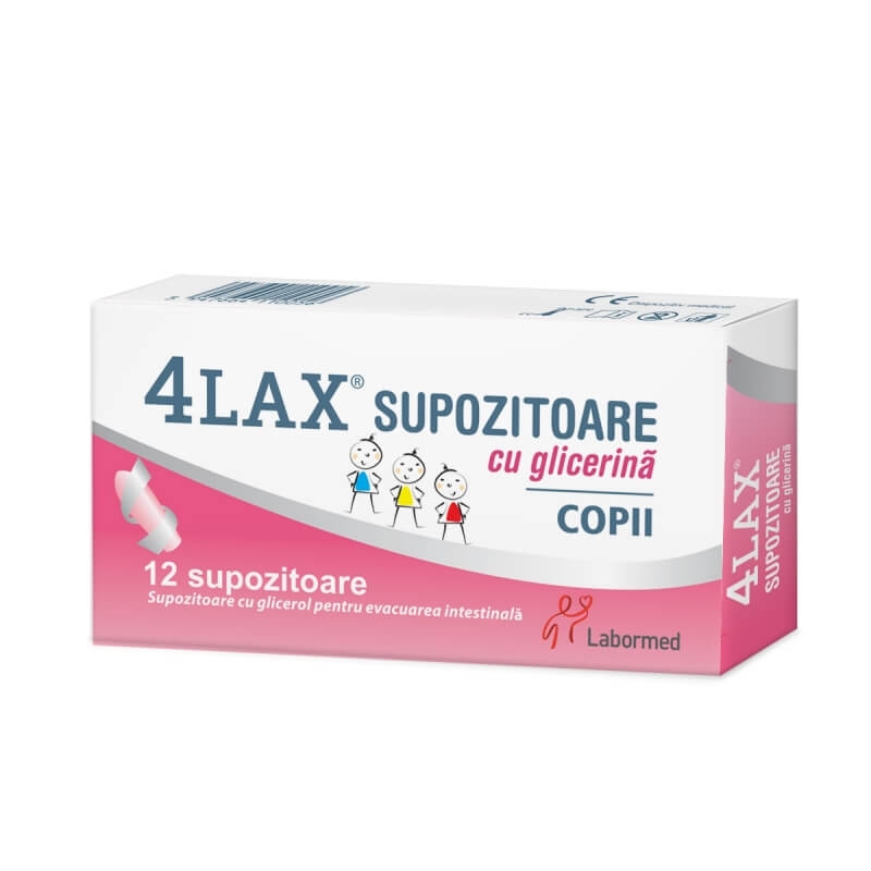 Supozitoare cu glicerina pentru copii 4Lax, 12 bucati, Labormed Supozitoare cu glicerina pentru copii 4Lax, 12 bucati, Labormed