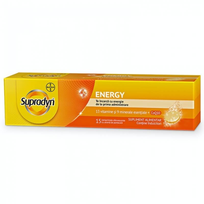 Multivitamine si minerale Supradyn Energy cu Coenzima Q10, 15 comprimate efervescente, Bayer Multivitamine si minerale Supradyn Energy cu Coenzima Q10, 15 comprimate efervescente, Bayer