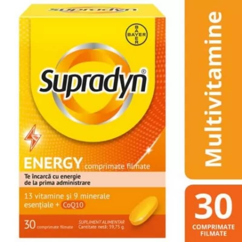 Multivitamine si minerale Supradyn Energy cu Coenzima Q10, 30 comprimate, Bayer Multivitamine si minerale Supradyn Energy cu Coenzima Q10, 30 comprimate, Bayer