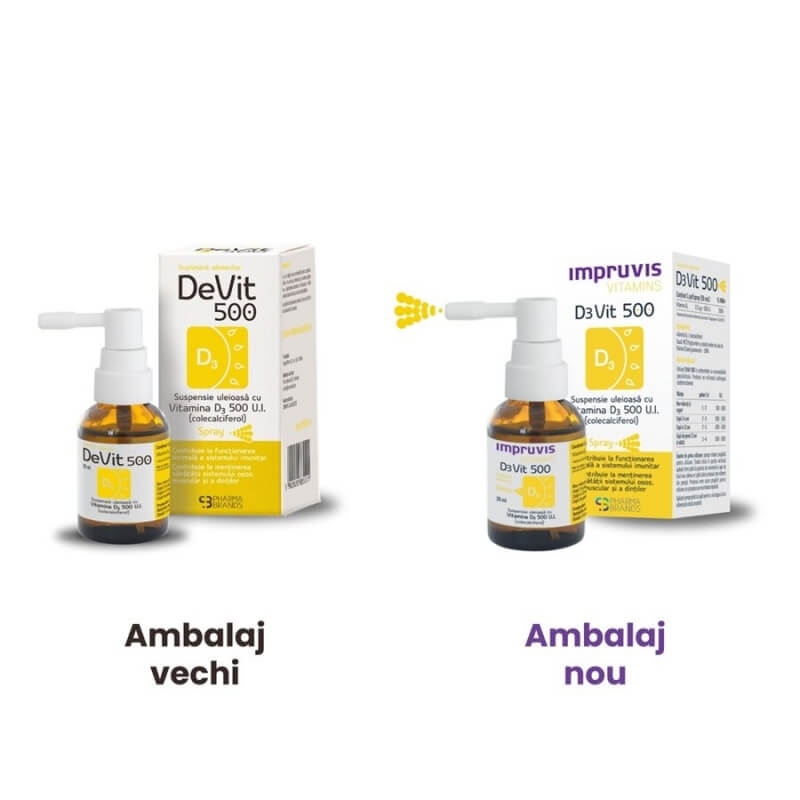 Suspensie uleioasa cu vitamina D3 500 U.I. D3Vit Impruvis Vitamins, 20 ml, Pharma Brands Suspensie uleioasa cu vitamina D3 500 U.I. D3Vit Impruvis Vitamins, 20 ml, Pharma Brands