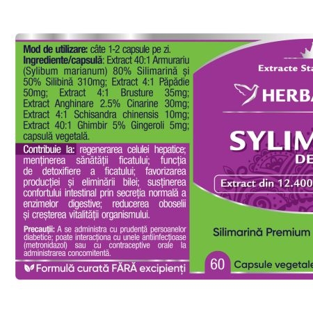 Silimarina Detox Forte, 60 capsule, Herbagetica