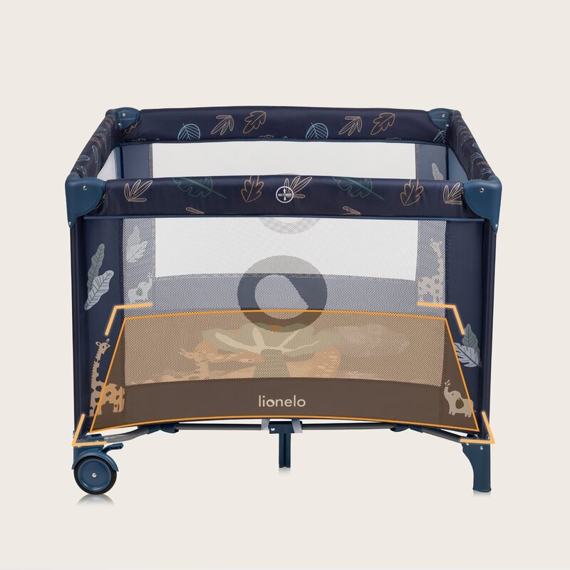 Tarc de joaca copii, Lionelo, Bonnie, Pana la 15 kg, 100 x 100 cm, Pliere compacta, Include geanta de transport, Din plasa, Cu intrare laterala cu fermoar, Cu roti, Cu salteluta din spuma, Conform cu EN12227, Albastru Tarc de joaca copii, Lionelo, Bonnie, Pana la 15 kg, 100 x 100 cm, Pliere compacta, Include geanta de transport, Din plasa, Cu intrare laterala cu fermoar, Cu roti, Cu salteluta din spuma, Conform cu EN12227, Albastru
