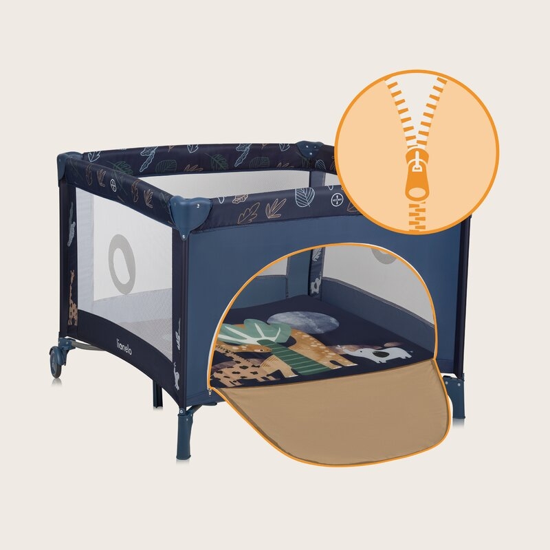 Tarc de joaca copii, Lionelo, Bonnie, Pana la 15 kg, 100 x 100 cm, Pliere compacta, Include geanta de transport, Din plasa, Cu intrare laterala cu fermoar, Cu roti, Cu salteluta din spuma, Conform cu EN12227, Albastru Tarc de joaca copii, Lionelo, Bonnie, Pana la 15 kg, 100 x 100 cm, Pliere compacta, Include geanta de transport, Din plasa, Cu intrare laterala cu fermoar, Cu roti, Cu salteluta din spuma, Conform cu EN12227, Albastru
