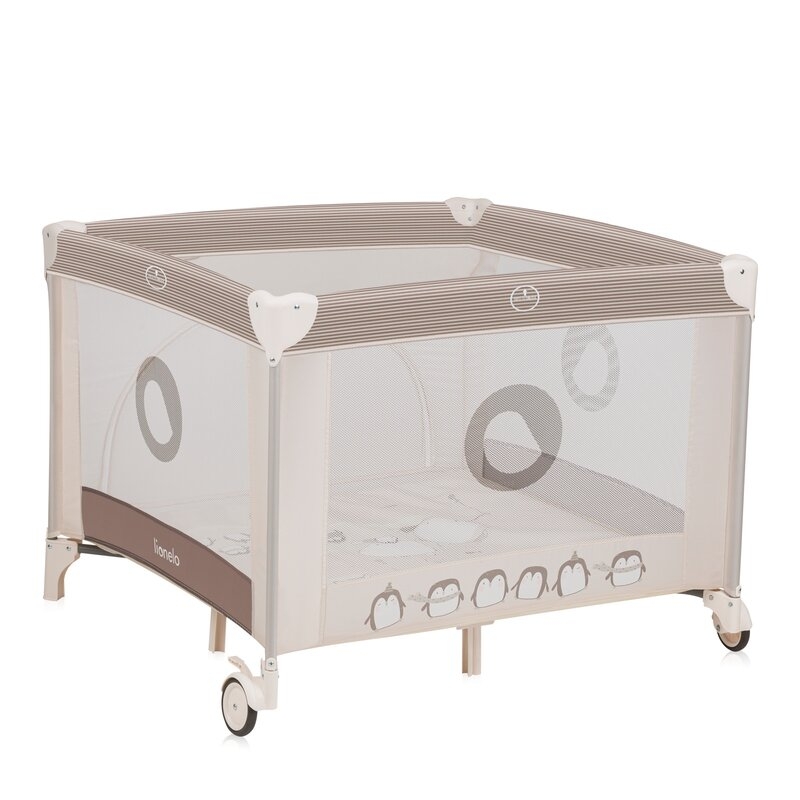Tarc de joaca copii, Lionelo, Bonnie, Pana la 15 kg, 100 x 100 cm, Pliere compacta, Include geanta de transport, Din plasa, Cu intrare laterala cu fermoar, Cu roti, Cu salteluta din spuma, Conform cu EN12227, Bej Tarc de joaca copii, Lionelo, Bonnie, Pana la 15 kg, 100 x 100 cm, Pliere compacta, Include geanta de transport, Din plasa, Cu intrare laterala cu fermoar, Cu roti, Cu salteluta din spuma, Conform cu EN12227, Bej