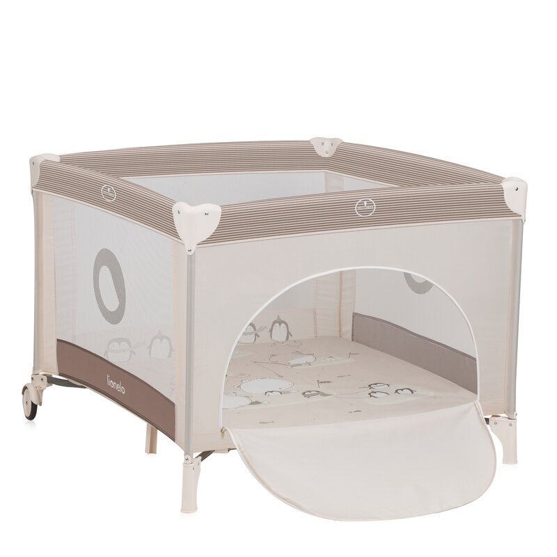 Tarc de joaca copii, Lionelo, Bonnie, Pana la 15 kg, 100 x 100 cm, Pliere compacta, Include geanta de transport, Din plasa, Cu intrare laterala cu fermoar, Cu roti, Cu salteluta din spuma, Conform cu EN12227, Bej Tarc de joaca copii, Lionelo, Bonnie, Pana la 15 kg, 100 x 100 cm, Pliere compacta, Include geanta de transport, Din plasa, Cu intrare laterala cu fermoar, Cu roti, Cu salteluta din spuma, Conform cu EN12227, Bej