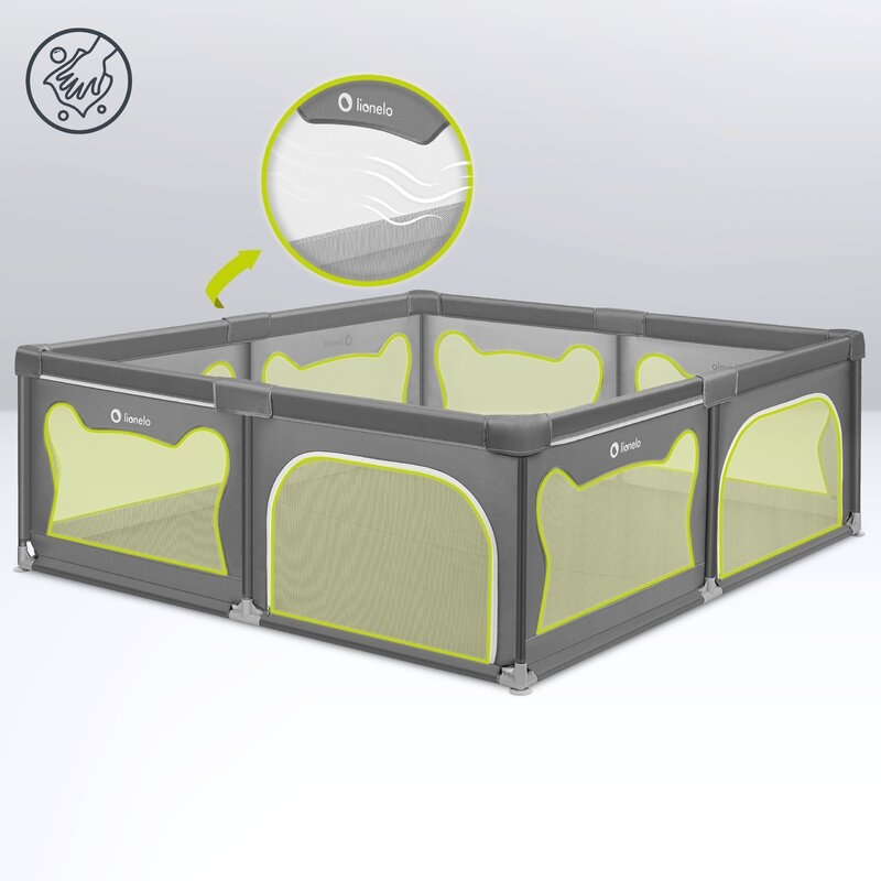 Tarc de joaca copii, Lionelo, Willow XL,180 x 200 cm, Pliere compacta, Include geanta de transport, Din plasa, Cu doua intrari laterale si fermoar, Cu ventuze pentru stabilitate, Conform cu EN 12227:2010, Gri Tarc de joaca copii, Lionelo, Willow XL,180 x 200 cm, Pliere compacta, Include geanta de transport, Din plasa, Cu doua intrari laterale si fermoar, Cu ventuze pentru stabilitate, Conform cu EN 12227:2010, Gri