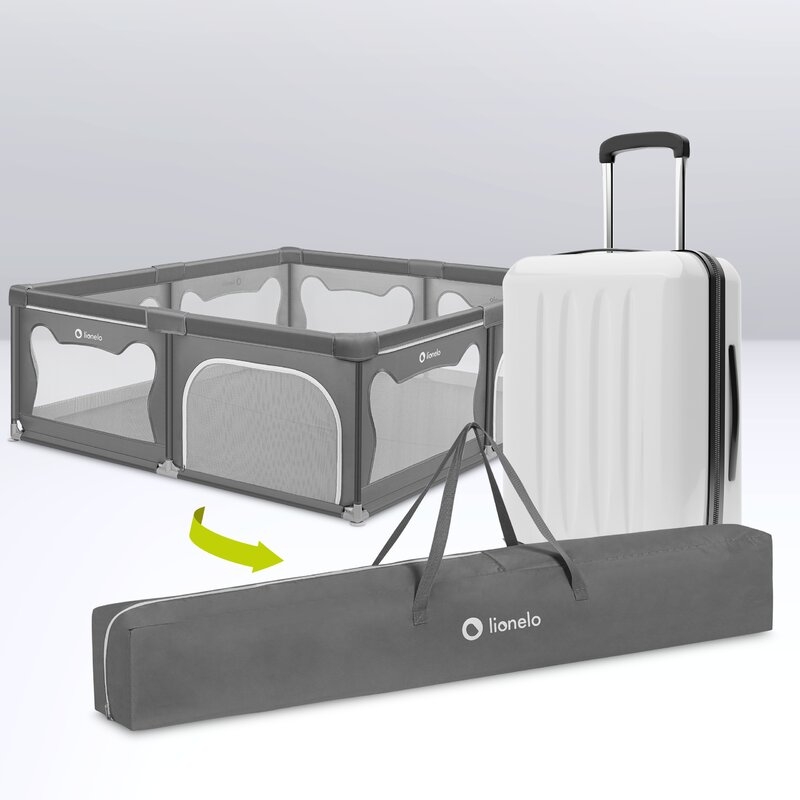 Tarc de joaca copii, Lionelo, Willow XL,180 x 200 cm, Pliere compacta, Include geanta de transport, Din plasa, Cu doua intrari laterale si fermoar, Cu ventuze pentru stabilitate, Conform cu EN 12227:2010, Gri Tarc de joaca copii, Lionelo, Willow XL,180 x 200 cm, Pliere compacta, Include geanta de transport, Din plasa, Cu doua intrari laterale si fermoar, Cu ventuze pentru stabilitate, Conform cu EN 12227:2010, Gri