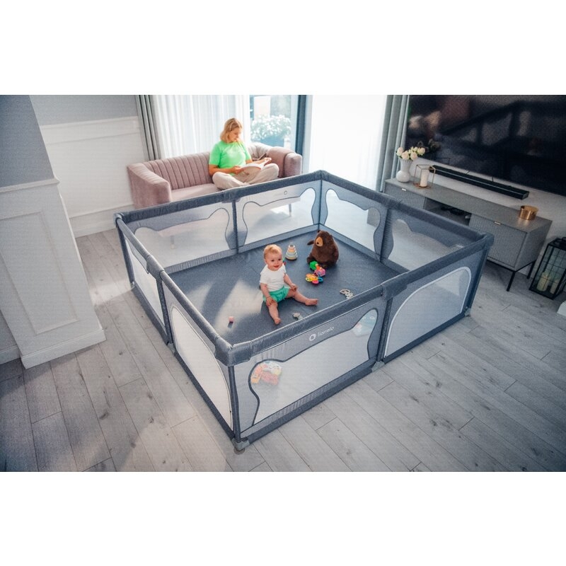 Tarc de joaca copii, Lionelo, Willow XL,180 x 200 cm, Pliere compacta, Include geanta de transport, Din plasa, Cu doua intrari laterale si fermoar, Cu ventuze pentru stabilitate, Conform cu EN 12227:2010, Gri Tarc de joaca copii, Lionelo, Willow XL,180 x 200 cm, Pliere compacta, Include geanta de transport, Din plasa, Cu doua intrari laterale si fermoar, Cu ventuze pentru stabilitate, Conform cu EN 12227:2010, Gri