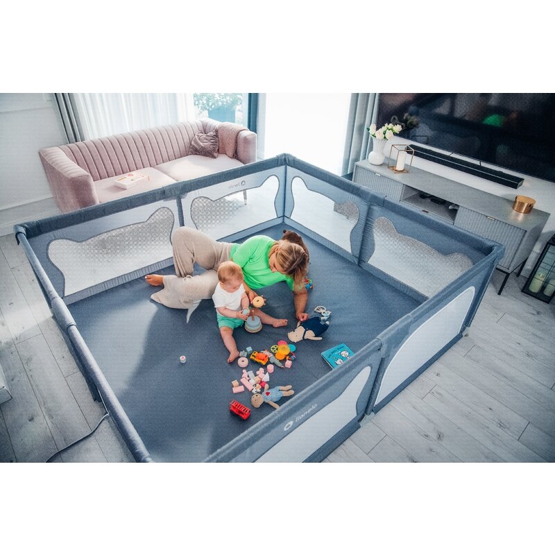 Tarc de joaca copii, Lionelo, Willow XL,180 x 200 cm, Pliere compacta, Include geanta de transport, Din plasa, Cu doua intrari laterale si fermoar, Cu ventuze pentru stabilitate, Conform cu EN 12227:2010, Gri Tarc de joaca copii, Lionelo, Willow XL,180 x 200 cm, Pliere compacta, Include geanta de transport, Din plasa, Cu doua intrari laterale si fermoar, Cu ventuze pentru stabilitate, Conform cu EN 12227:2010, Gri
