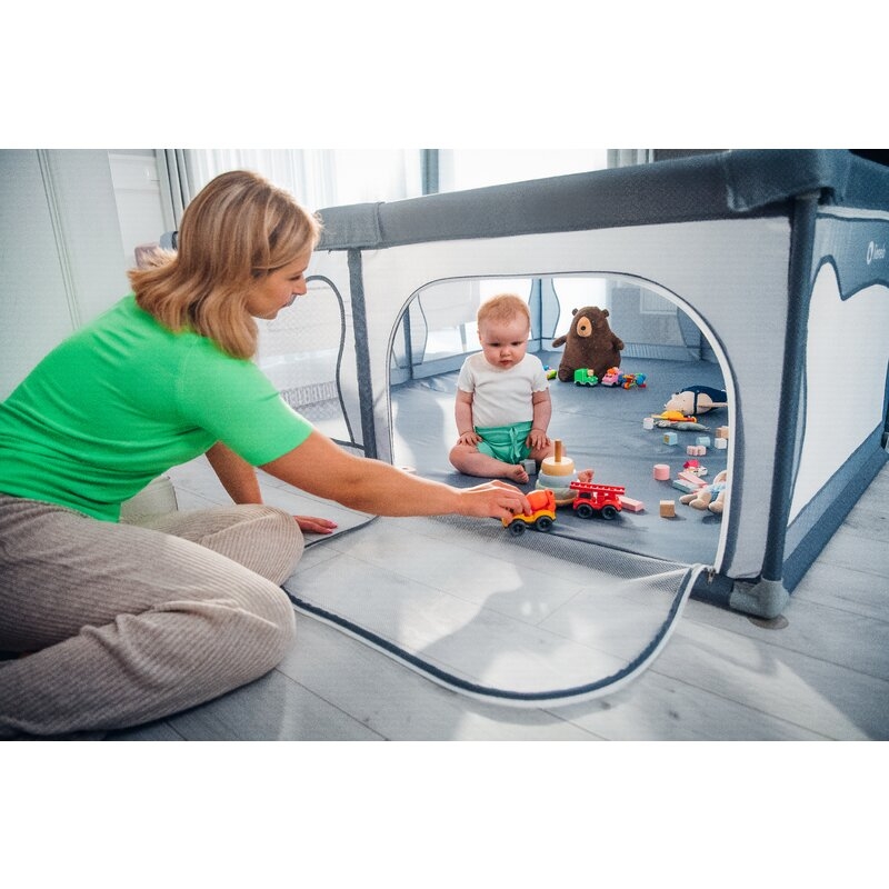 Tarc de joaca copii, Lionelo, Willow XL,180 x 200 cm, Pliere compacta, Include geanta de transport, Din plasa, Cu doua intrari laterale si fermoar, Cu ventuze pentru stabilitate, Conform cu EN 12227:2010, Gri Tarc de joaca copii, Lionelo, Willow XL,180 x 200 cm, Pliere compacta, Include geanta de transport, Din plasa, Cu doua intrari laterale si fermoar, Cu ventuze pentru stabilitate, Conform cu EN 12227:2010, Gri