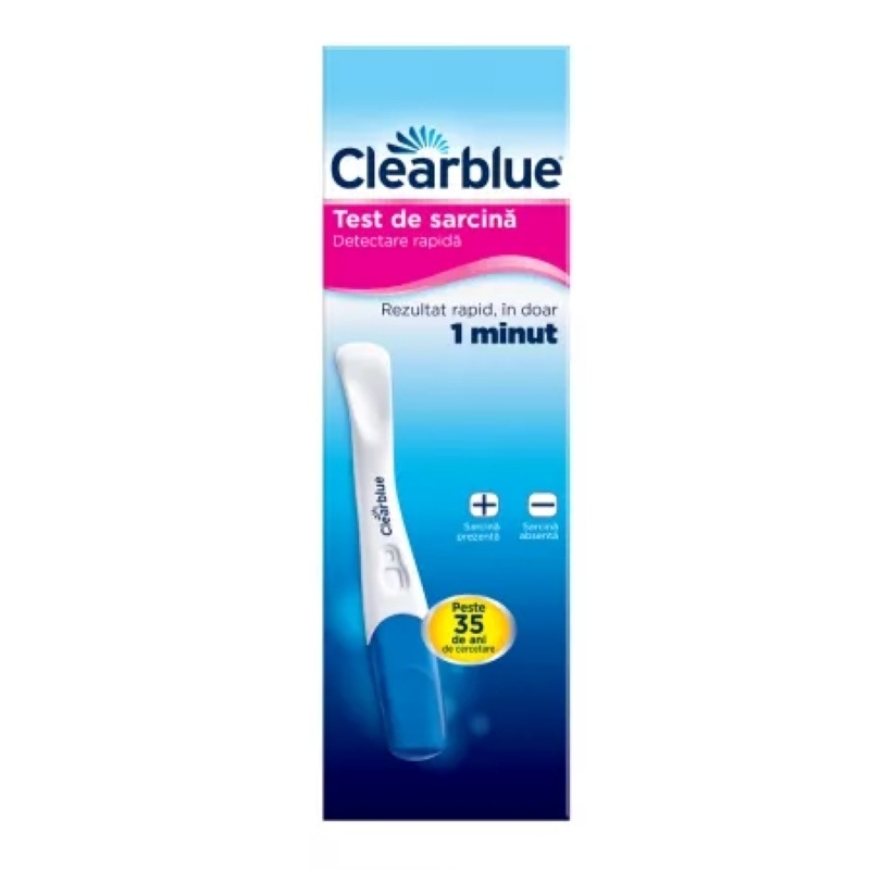 Test de sarcina detectare rapida, 1 bucata, Clearblue Test de sarcina detectare rapida, 1 bucata, Clearblue