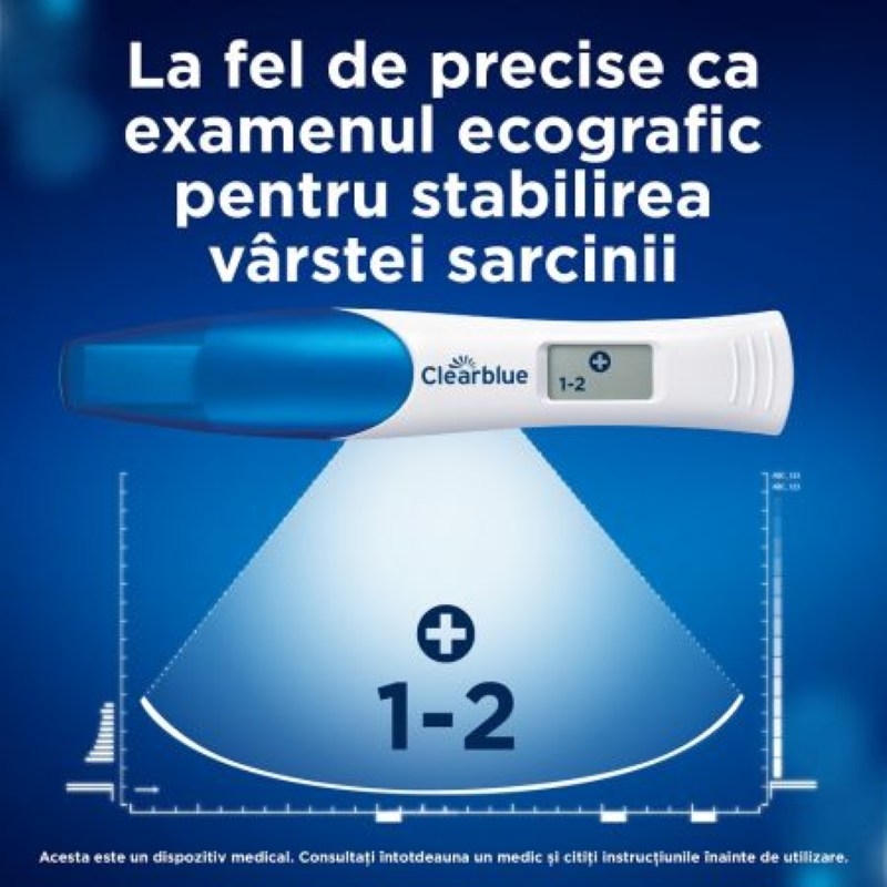 Test de sarcina digital cu indicator de saptamani, 1 bucata, Clearblue Test de sarcina digital cu indicator de saptamani, 1 bucata, Clearblue