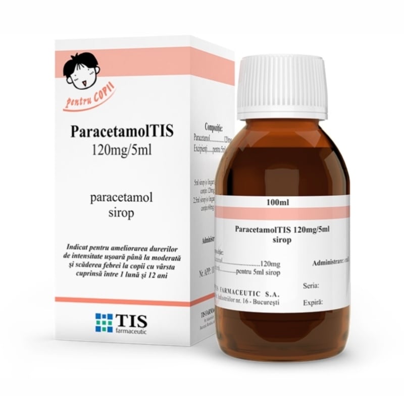 Paracetamol TIS pentru copii 120mg/5ml sirop x 100 ml Paracetamol TIS pentru copii 120mg/5ml sirop x 100 ml