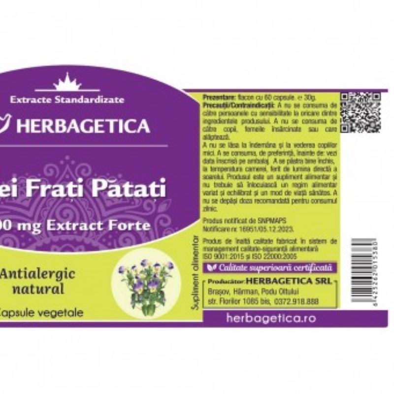Trei Frati Patati, 60 capsule, Herbagetica Trei Frati Patati, 60 capsule, Herbagetica