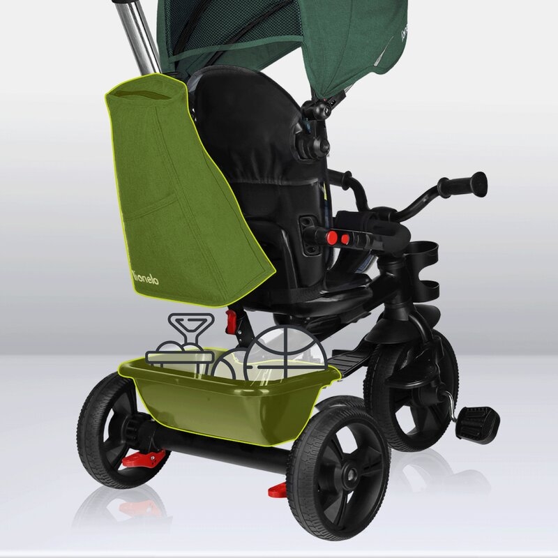 Tricicleta copii, Lionelo, Haari, Suport picioare, Control al directiei, Scaun reversibil, Rotire 360 grade, Pliabila, Conform cu standardul european de securitate EN71, Verde Tricicleta copii, Lionelo, Haari, Suport picioare, Control al directiei, Scaun reversibil, Rotire 360 grade, Pliabila, Conform cu standardul european de securitate EN71, Verde