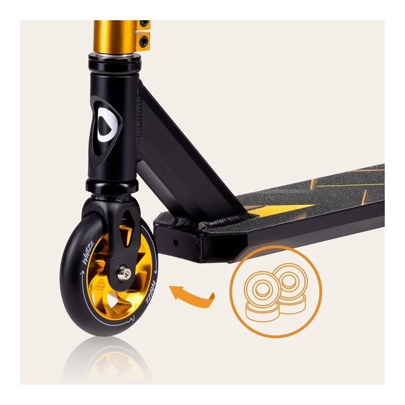 Trotineta, Lionelo, Whizz, Pentru Acrobatii, Rulmenti ABEC-9, Sistemul de compresie IHC 9, 20 - 100 kg, Conform cu standardul european de securitate EN14619, Galben/Negru Trotineta, Lionelo, Whizz, Pentru Acrobatii, Rulmenti ABEC-9, Sistemul de compresie IHC 9, 20 - 100 kg, Conform cu standardul european de securitate EN14619, Galben/Negru