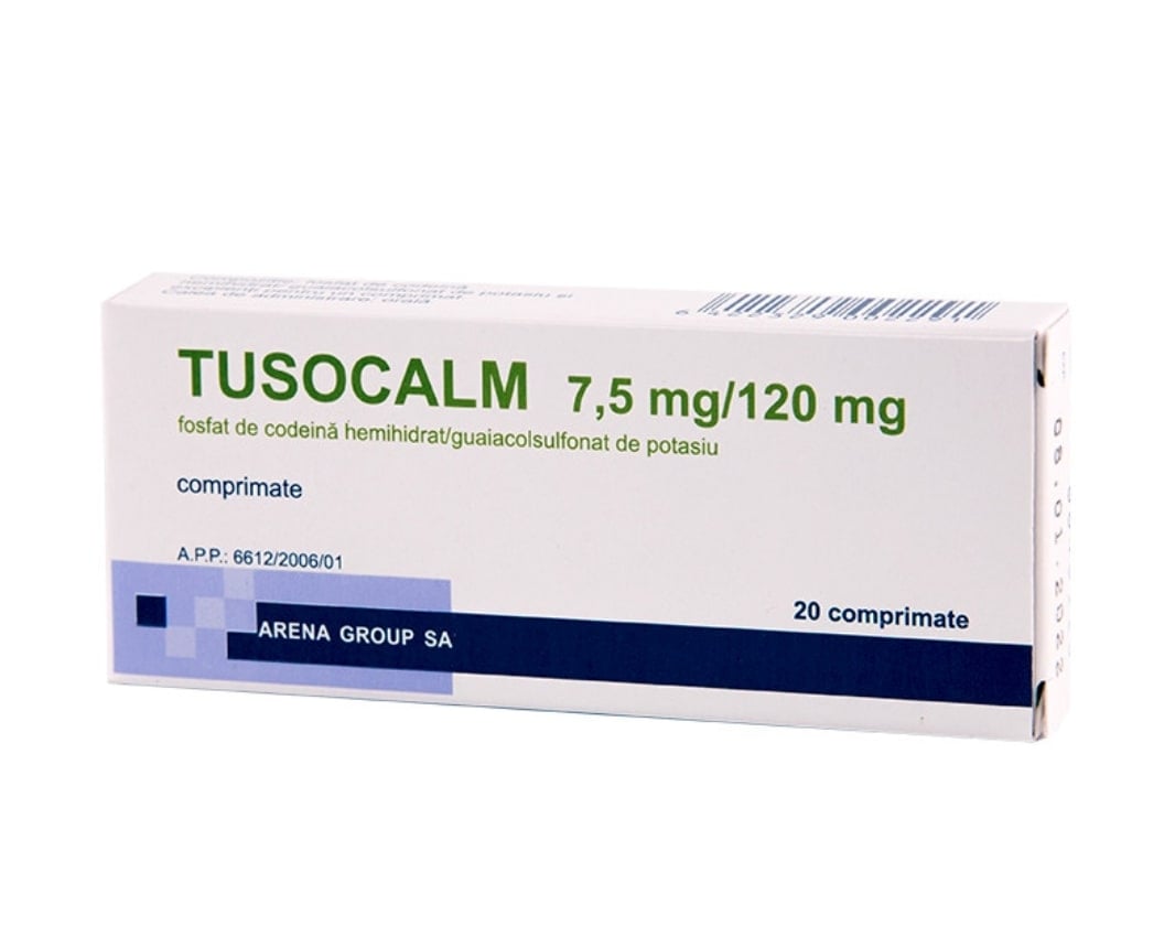 Tusocalm, 7,5 mg /120 mg, 20 comprimate, Arena Group Tusocalm, 7,5 mg /120 mg, 20 comprimate, Arena Group