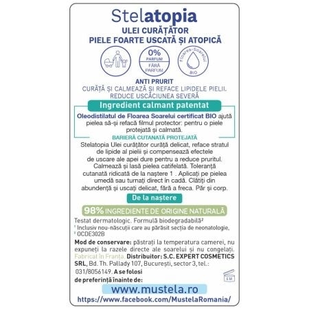 Ulei de curatare pentru piele atopica Stelatopia, 500 ml, Mustela Ulei de curatare pentru piele atopica Stelatopia, 500 ml, Mustela