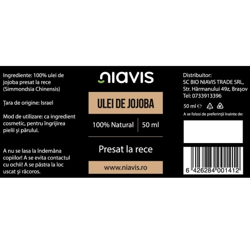 Ulei de jojoba, 50 ml, Niavis Ulei de jojoba, 50 ml, Niavis