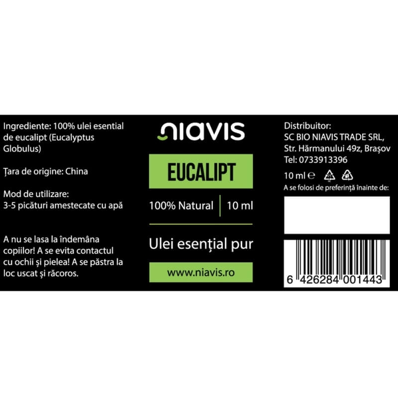 Ulei esential eucalipt, 10 ml, Niavis Ulei esential eucalipt, 10 ml, Niavis