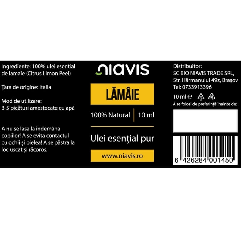 Ulei esential lamaie, 10 ml, Niavis Ulei esential lamaie, 10 ml, Niavis