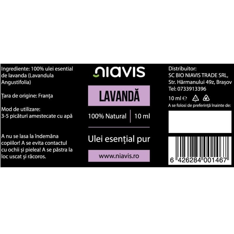 Ulei esential lavanda, 10 ml, Niavis Ulei esential lavanda, 10 ml, Niavis