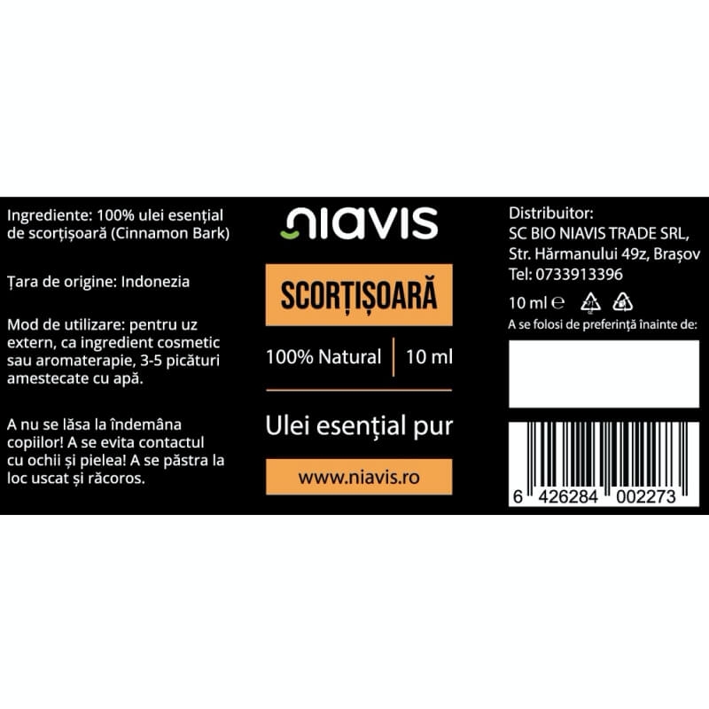 Ulei esential scortisoara, 10 ml, Niavis Ulei esential scortisoara, 10 ml, Niavis