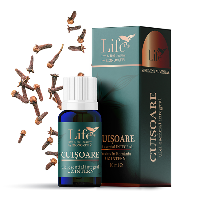 Ulei esential integral de cuisoare Life, 10 ml, Bionovativ Ulei esential integral de cuisoare Life, 10 ml, Bionovativ