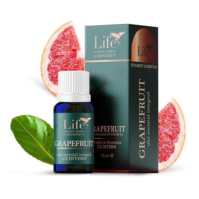 Ulei esential integral de grapefruit Life, 10 ml, Bionovativ Ulei esential integral de grapefruit Life, 10 ml, Bionovativ