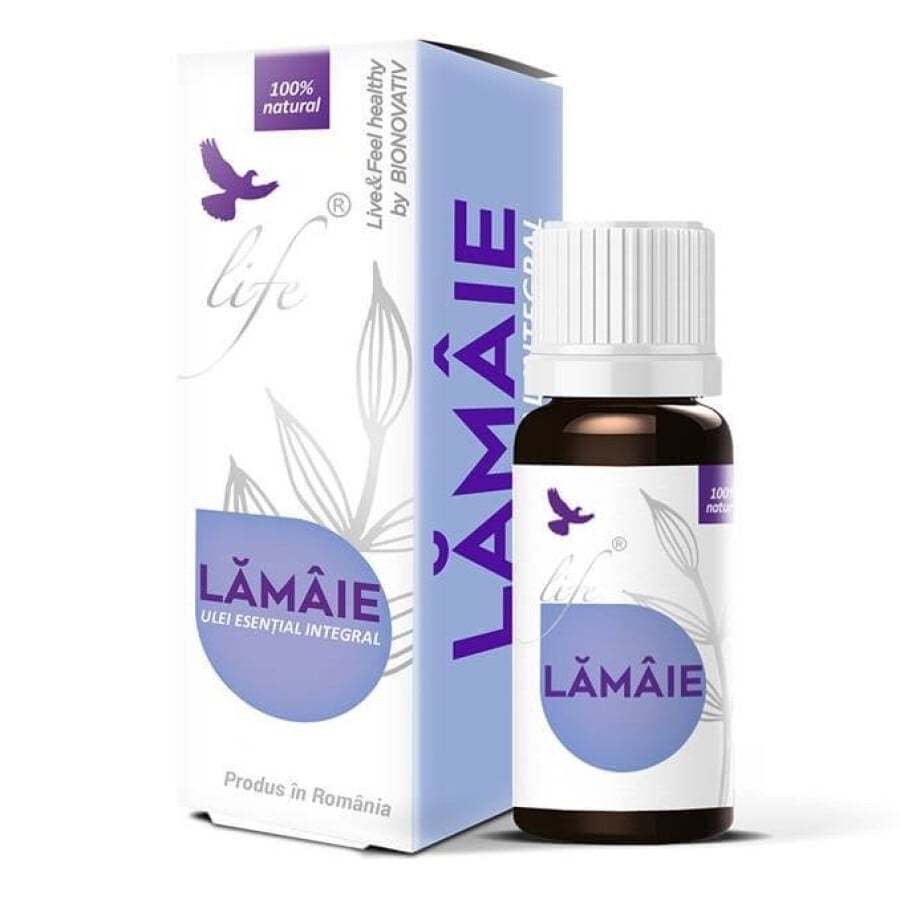 Ulei esential integral de lamaie Life, 10 ml, Bionovativ Ulei esential integral de lamaie Life, 10 ml, Bionovativ