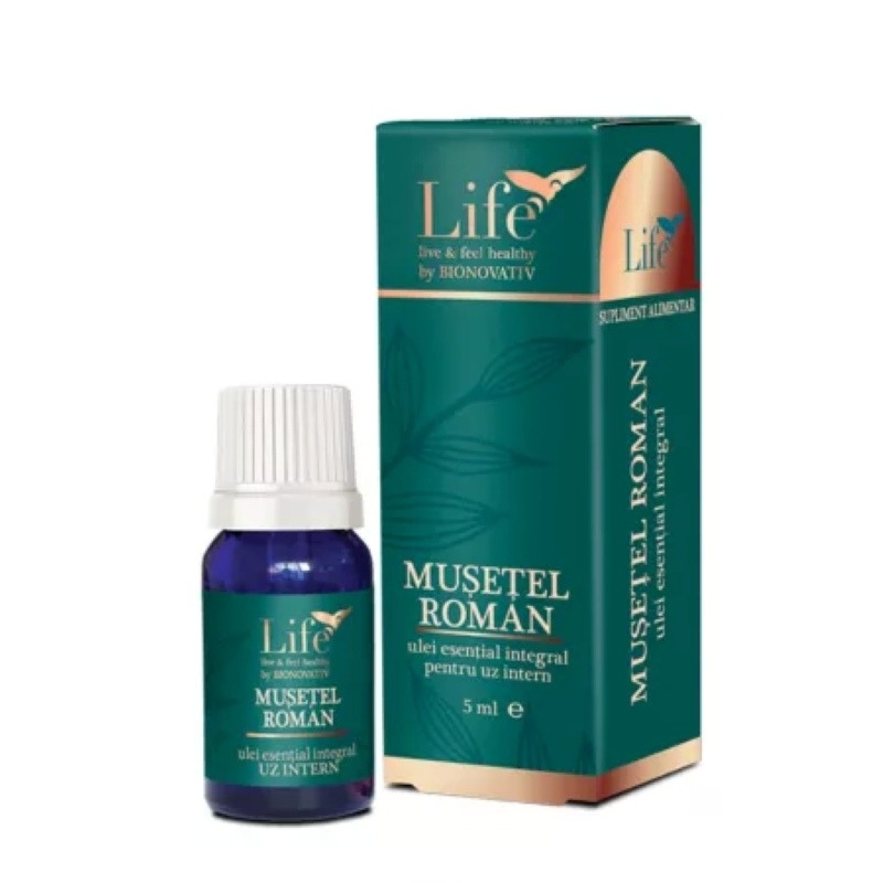 Ulei esential integral de musetel roman Life, 5 ml, Bionovativ Ulei esential integral de musetel roman Life, 5 ml, Bionovativ