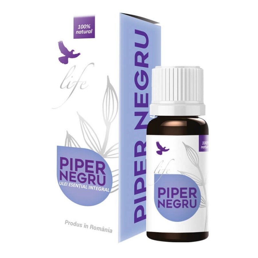 Ulei esential integral de piper negru Life, 10 ml, Bionovativ Ulei esential integral de piper negru Life, 10 ml, Bionovativ