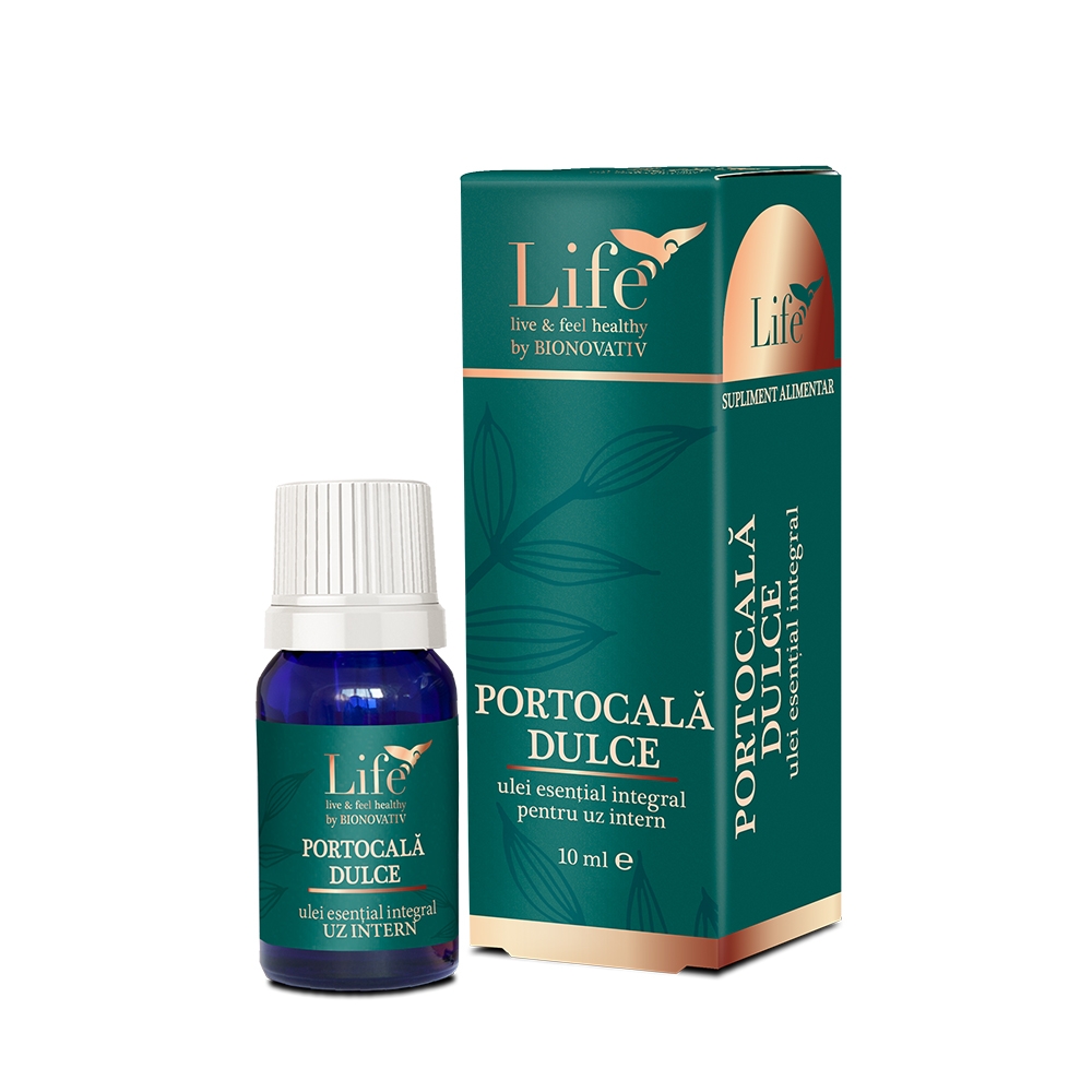 Ulei esential integral de portocala dulce Life, 10 ml, Bionovativ Ulei esential integral de portocala dulce Life, 10 ml, Bionovativ