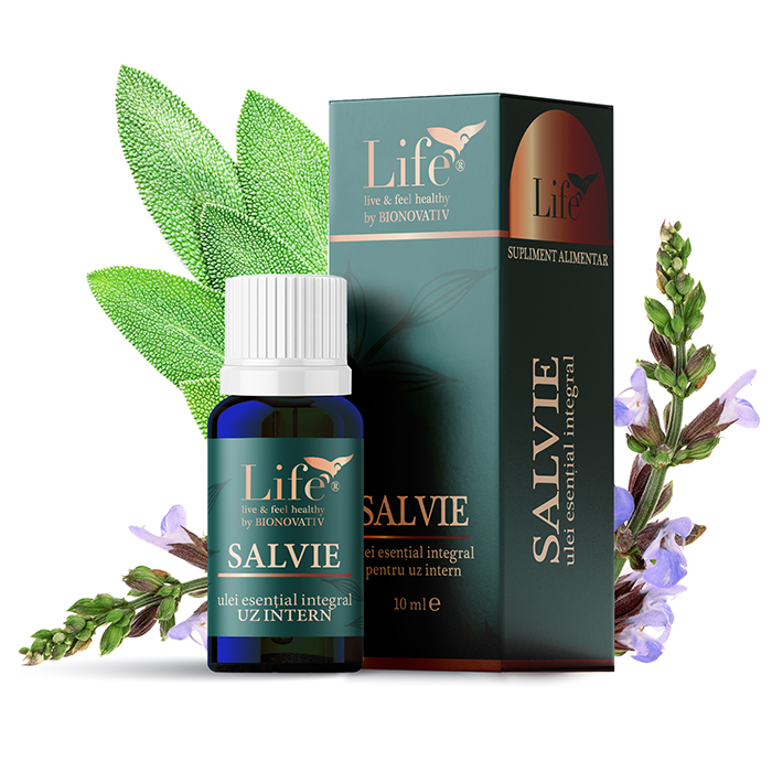 Ulei esential integral de salvie Life, 10 ml, Bionovativ Ulei esential integral de salvie Life, 10 ml, Bionovativ