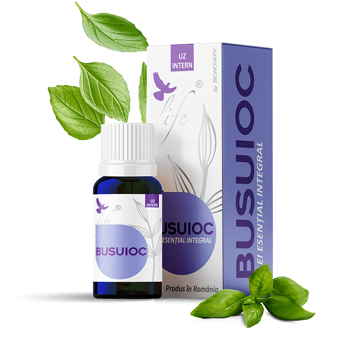 Ulei esential integral de busuioc Life, 10 ml, Bionovativ Ulei esential integral de busuioc Life, 10 ml, Bionovativ