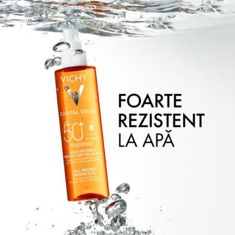 Ulei invizibil SPF 50+ Cell Protect Capital Soleil, 200 ml, Vichy Ulei invizibil SPF 50+ Cell Protect Capital Soleil, 200 ml, Vichy