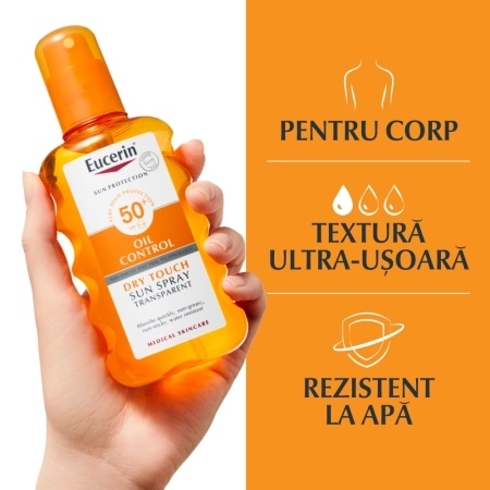 Spray de corp transparent SPF 50+ Sun Protection Oil Control, 200 ml, Eucerin