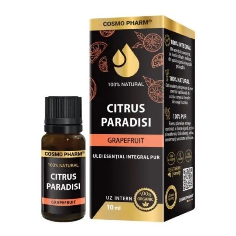 Ulei esential integral pur de grapefruit, 10 ml, Cosmo pharm Ulei esential integral pur de grapefruit, 10 ml, Cosmo pharm