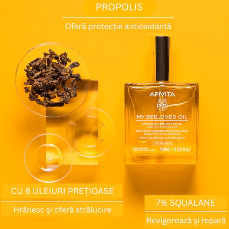 Ulei uscat multifunctional My Beeloved Oil, 100 ml, Apivita Ulei uscat multifunctional My Beeloved Oil, 100 ml, Apivita