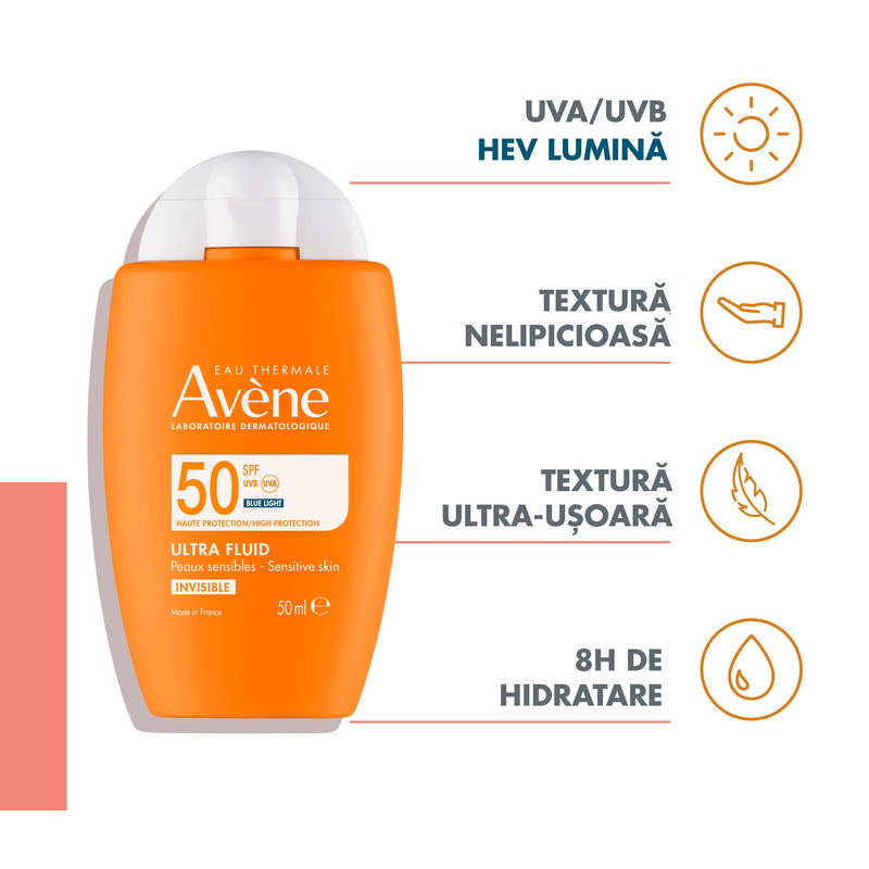 Ultra-fluid protectie solara SPF 50, 50 ml, Avene Ultra-fluid protectie solara SPF 50, 50 ml, Avene